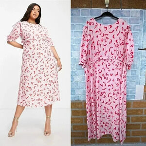 Nobody's Child Plus Felicia squiggle print dress in pink size 20